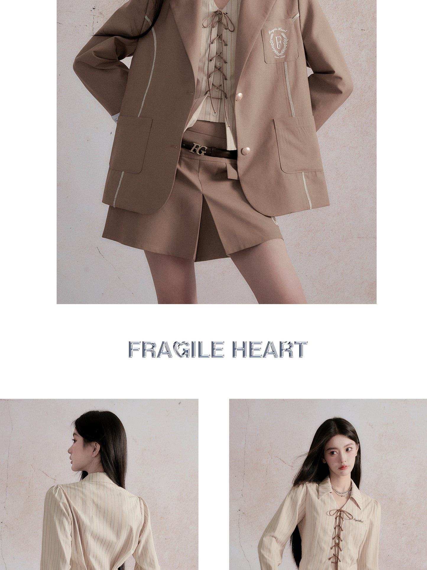 Embroidered Blazer & Double Waistband Skirt