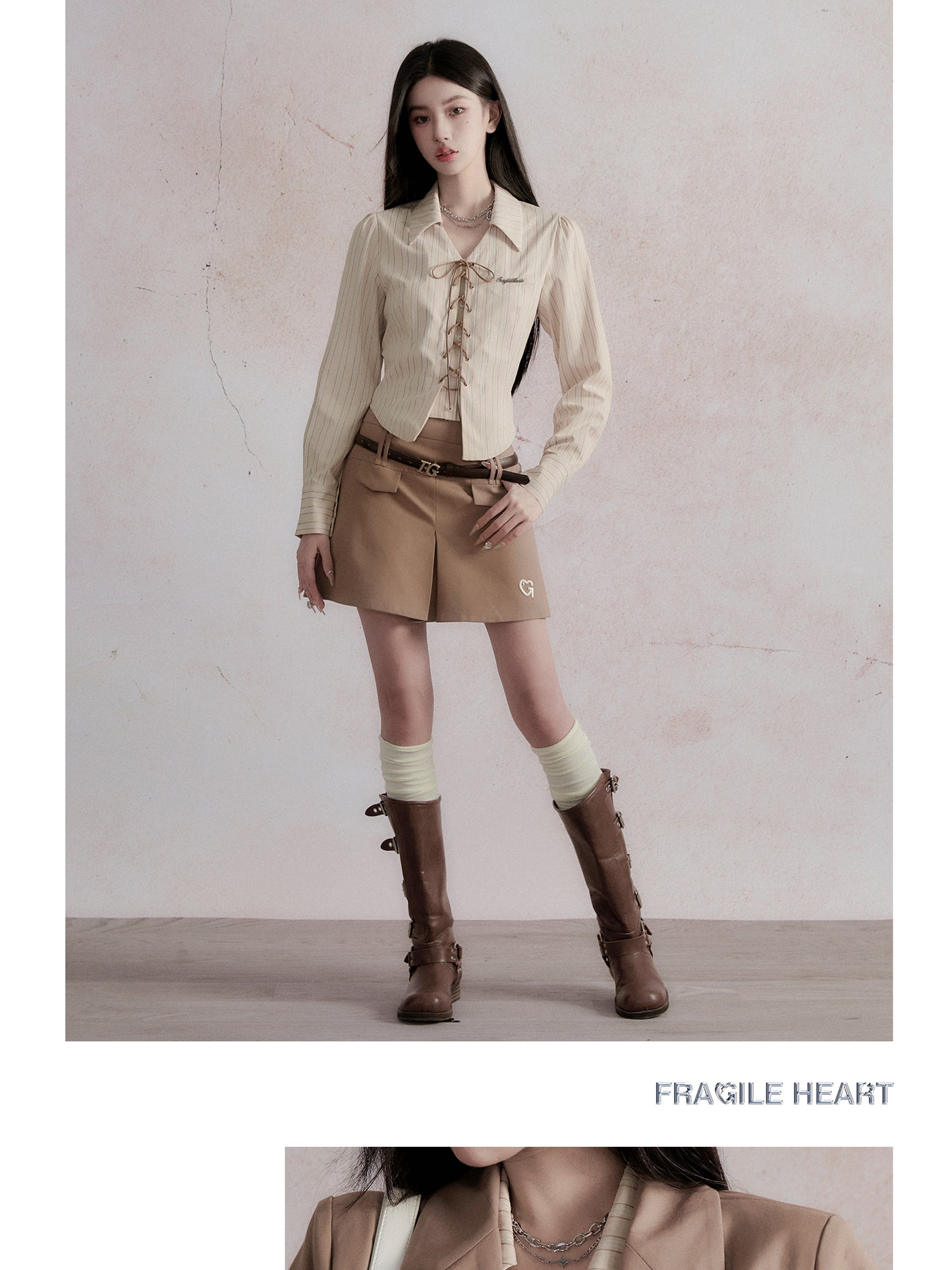 Embroidered Blazer & Double Waistband Skirt