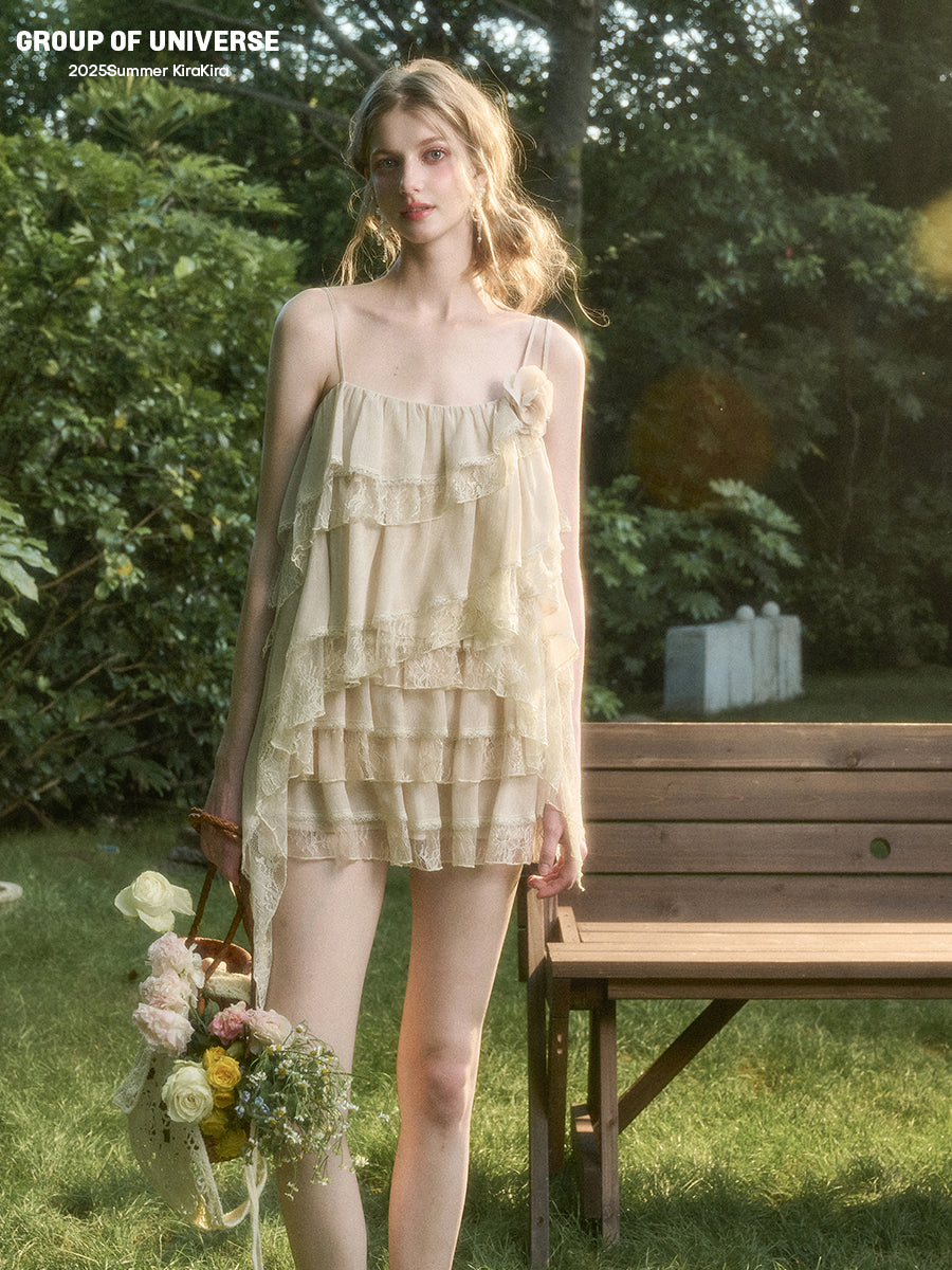 Asymmetrical Tiered Cami Top And Skirt