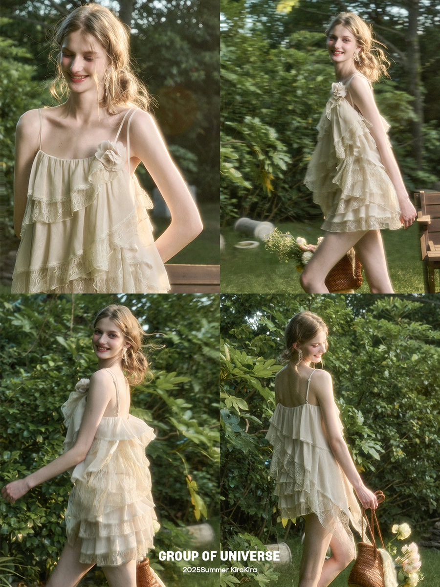 Asymmetrical Tiered Cami Top And Skirt