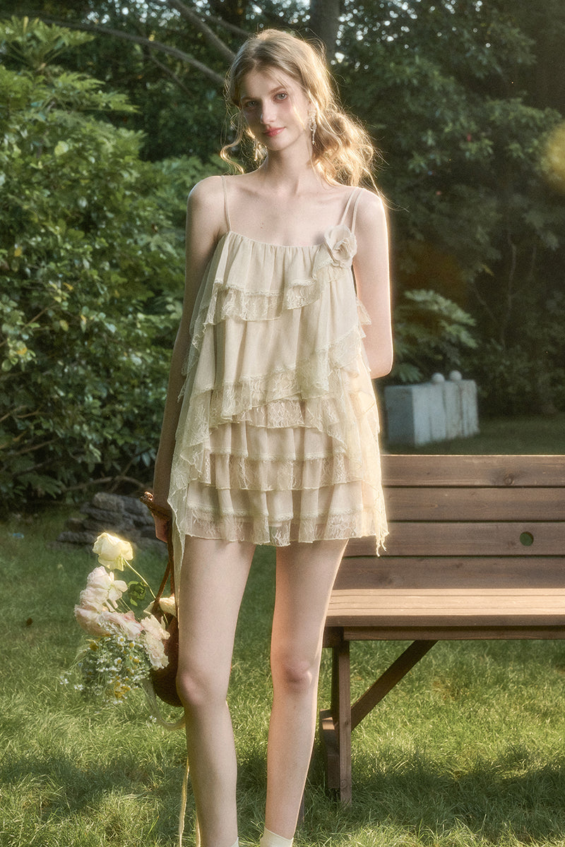 Asymmetrical Tiered Cami Top And Skirt