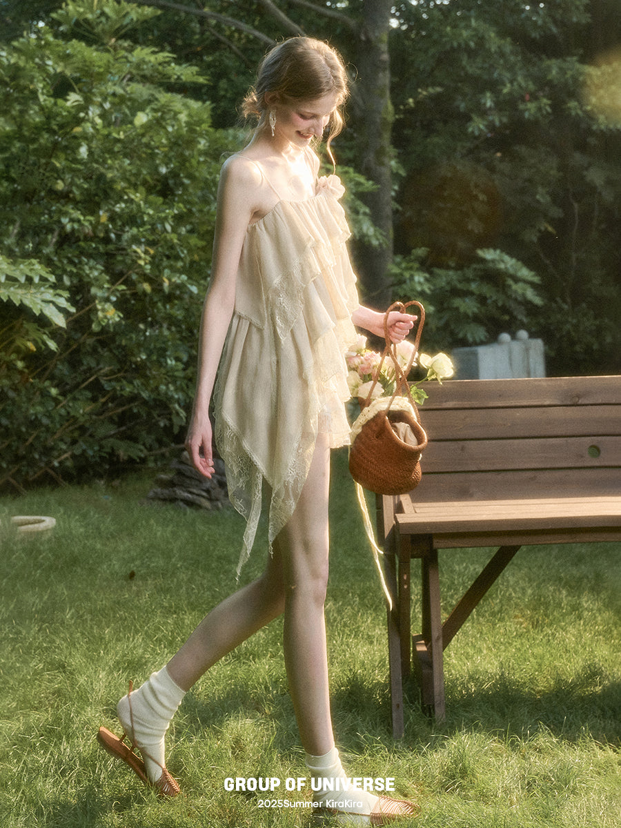 Asymmetrical Tiered Cami Top And Skirt