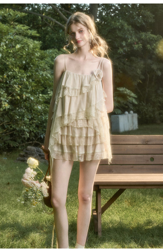 Asymmetrical Tiered Cami Top And Skirt