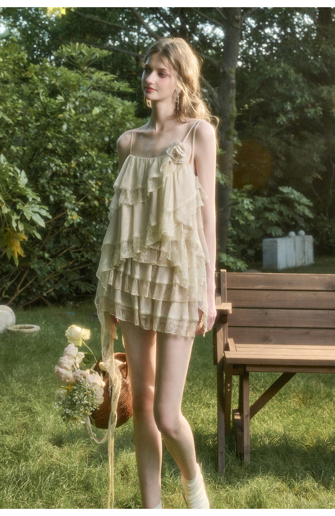 Asymmetrical Tiered Cami Top And Skirt