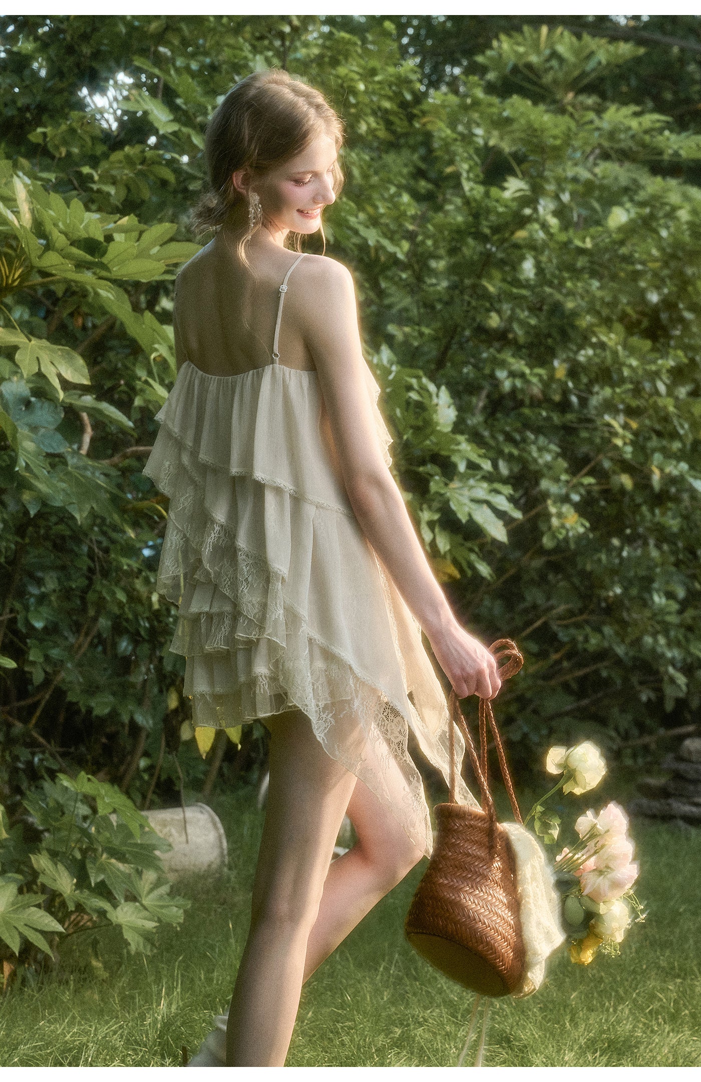 Asymmetrical Tiered Cami Top And Skirt