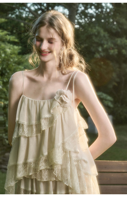 Asymmetrical Tiered Cami Top And Skirt