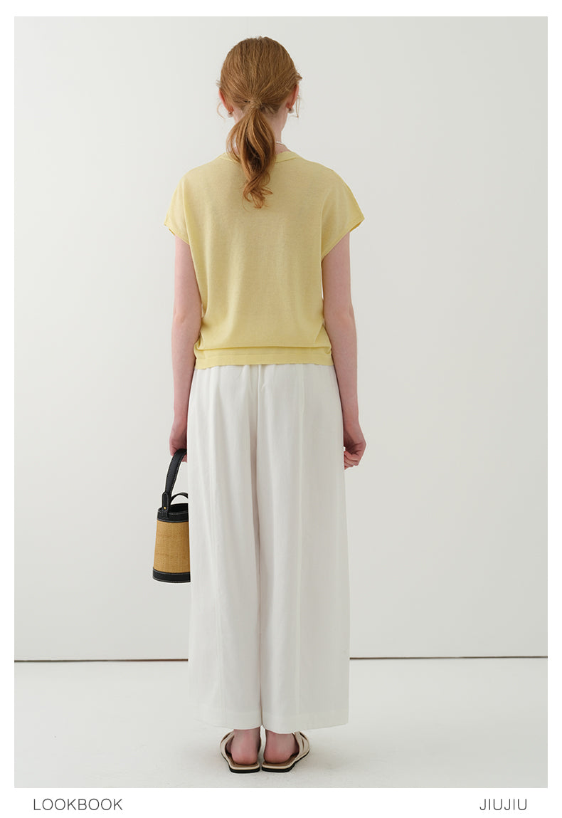 Dropped Shoulder Asymmetric Ruched Knit Top