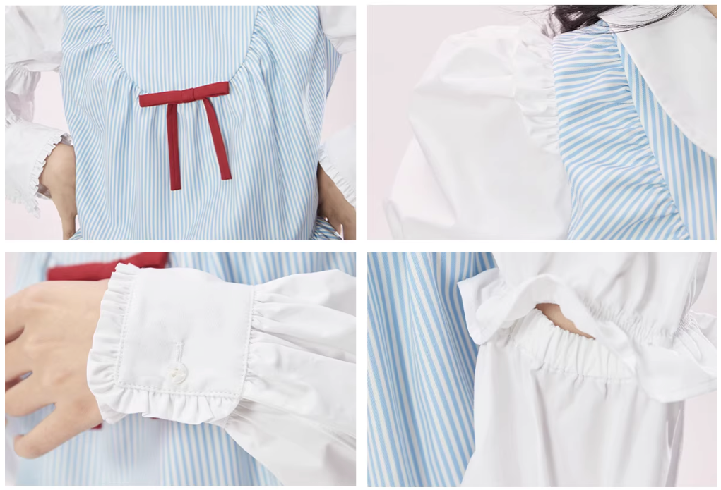 Striped Faux Layered Dress With Detachable Sleeves