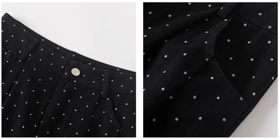 High-Waist Polka Dot Wide-Leg Pants