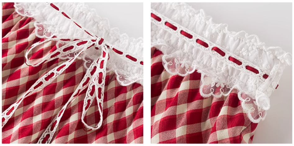 High Waist Checkered Skirt With Laced Waistband