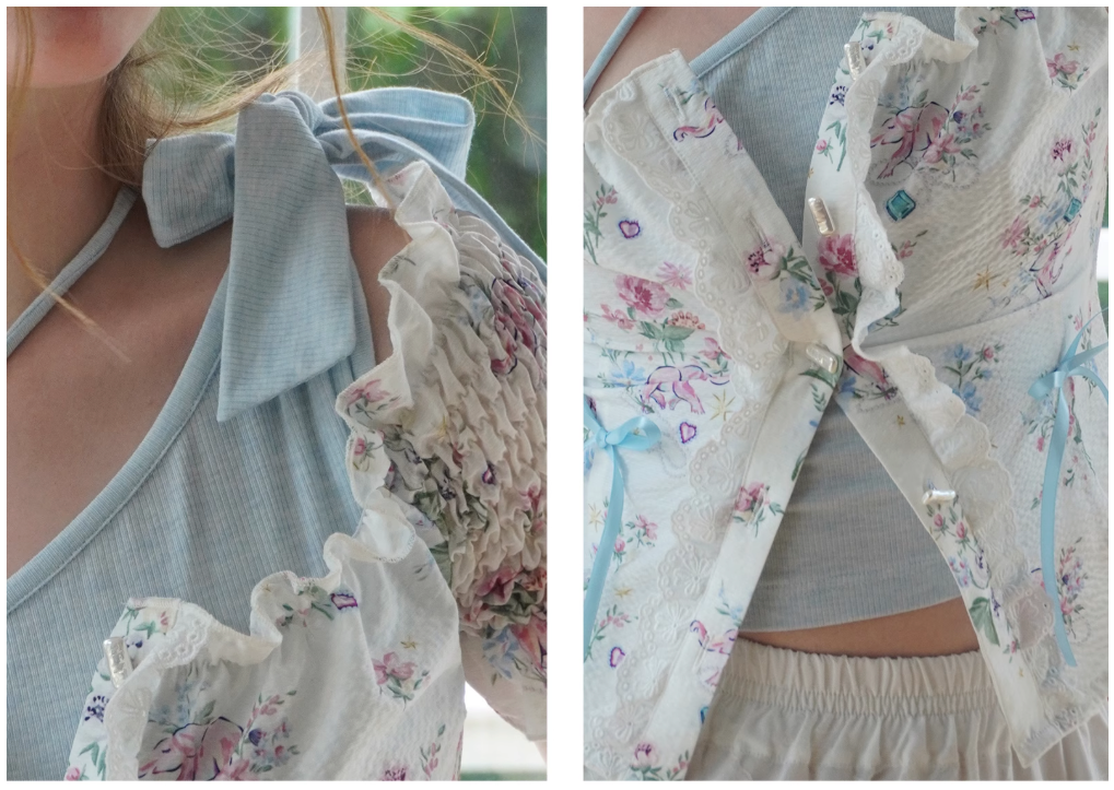 Floral Elephant Print Blouse With Baroque Pearl Buttons