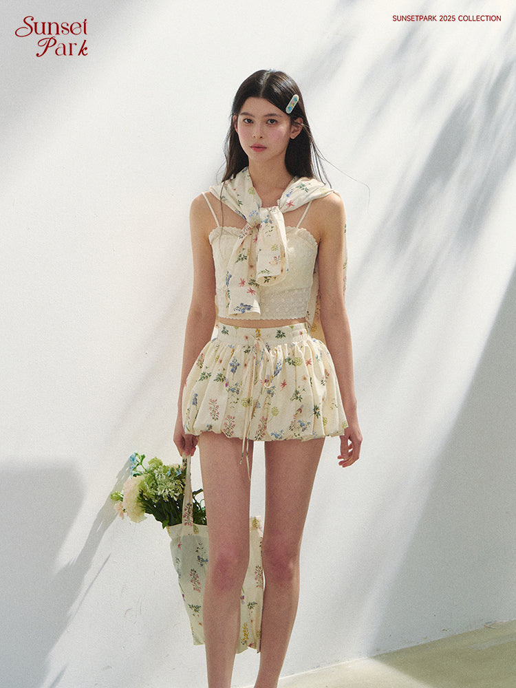 Embroidered Bra-Style Cropped Cami