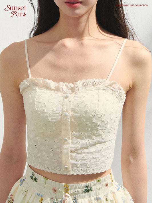 Embroidered Bra-Style Cropped Cami