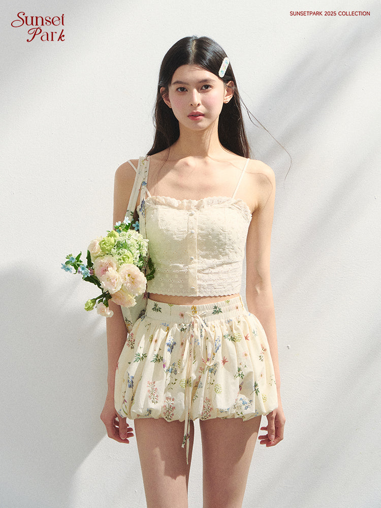 Embroidered Bra-Style Cropped Cami