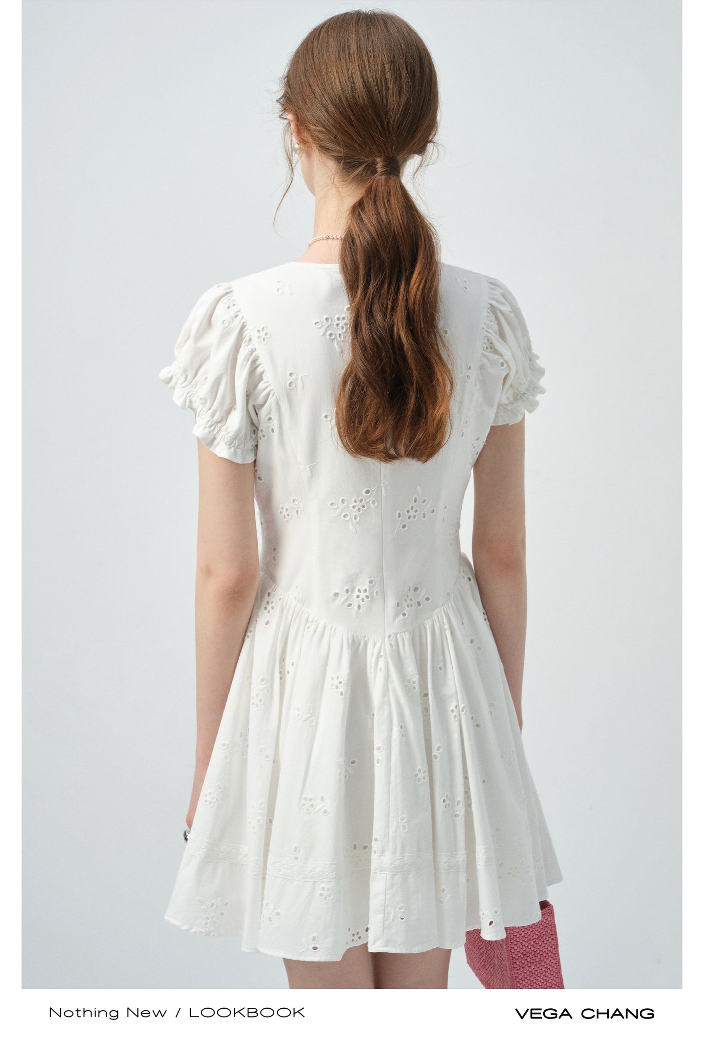 Eyelet Embroidered Cotton Puff-Sleeve Dress