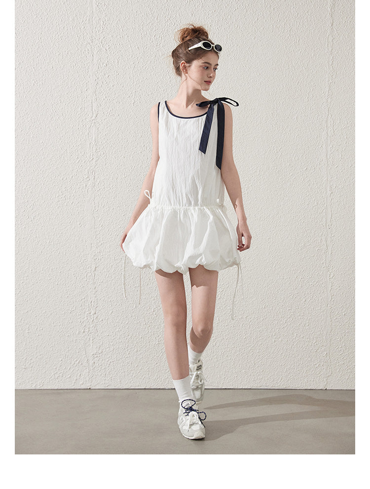 Textured Bubble Dress With Tie Strap