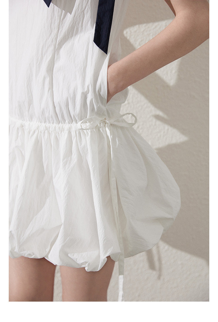 Textured Bubble Dress With Tie Strap