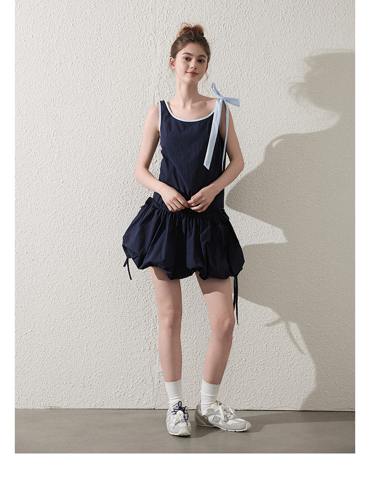 Textured Bubble Dress With Tie Strap