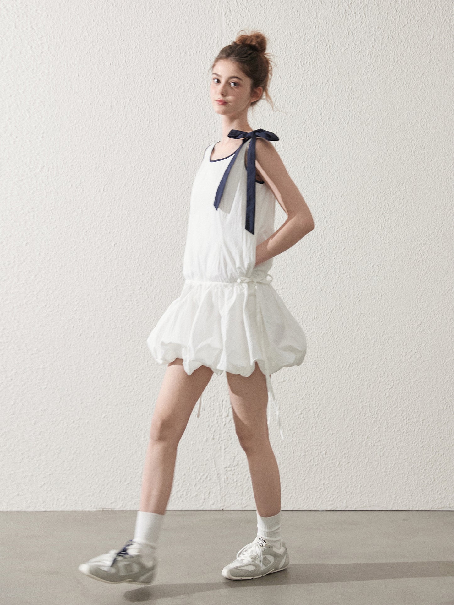 Textured Bubble Dress With Tie Strap