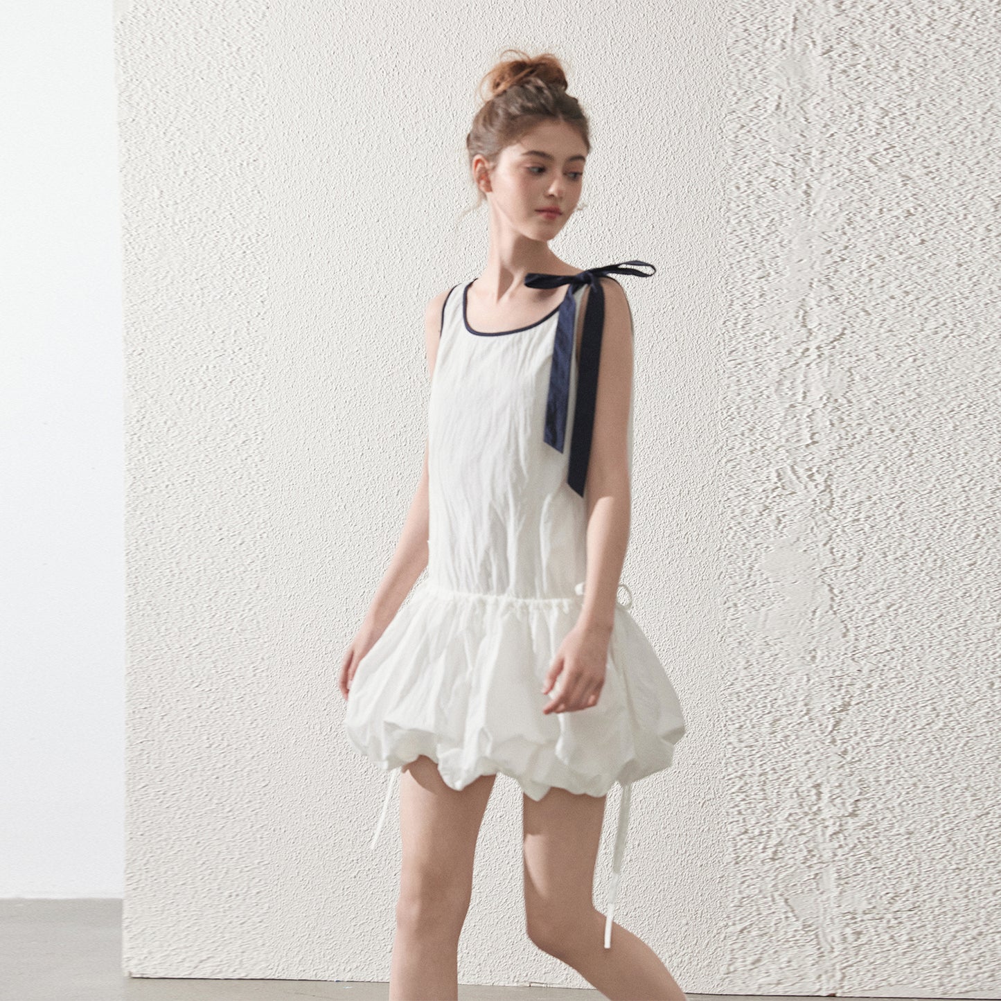 Textured Bubble Dress With Tie Strap