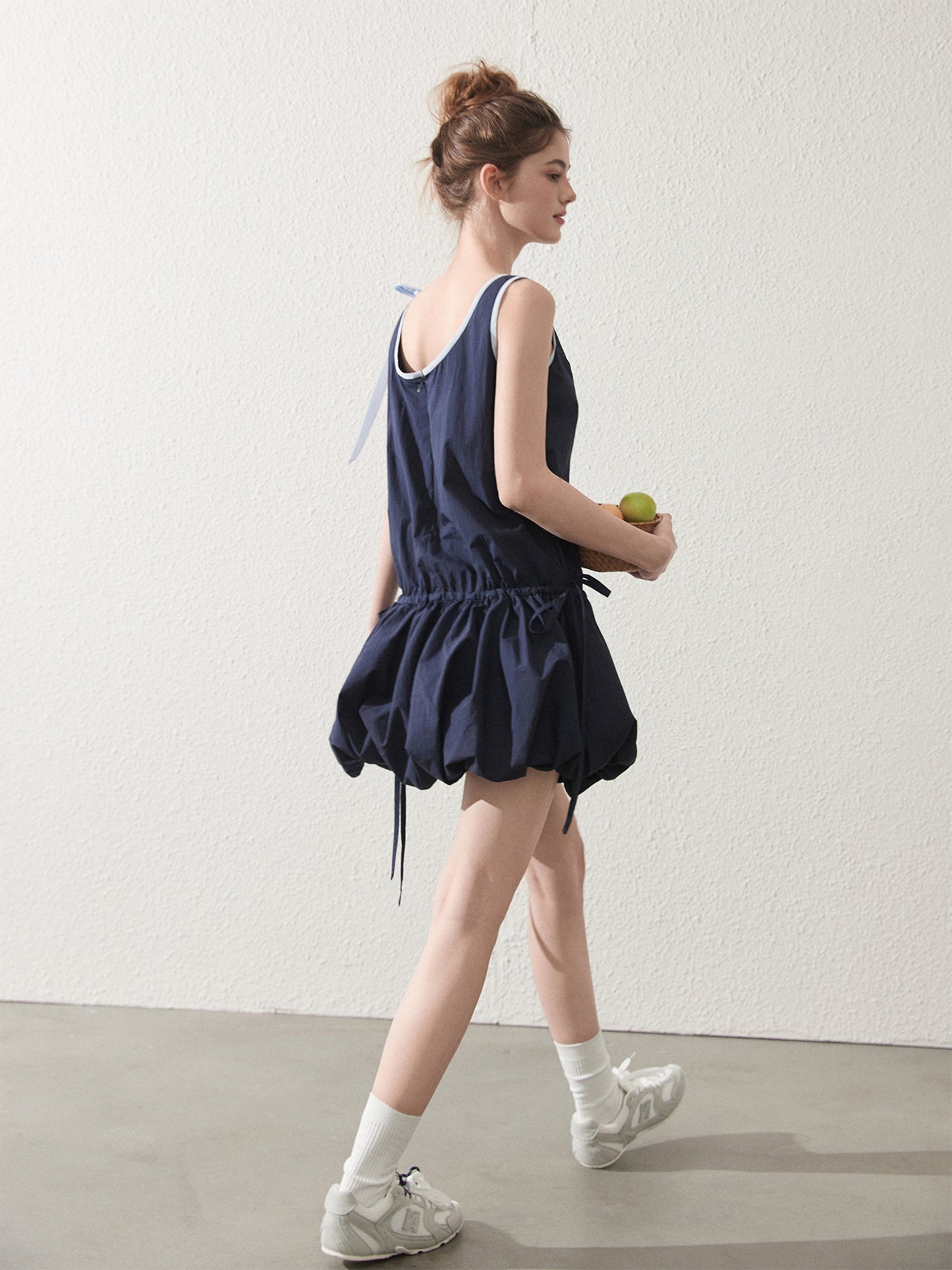 Textured Bubble Dress With Tie Strap