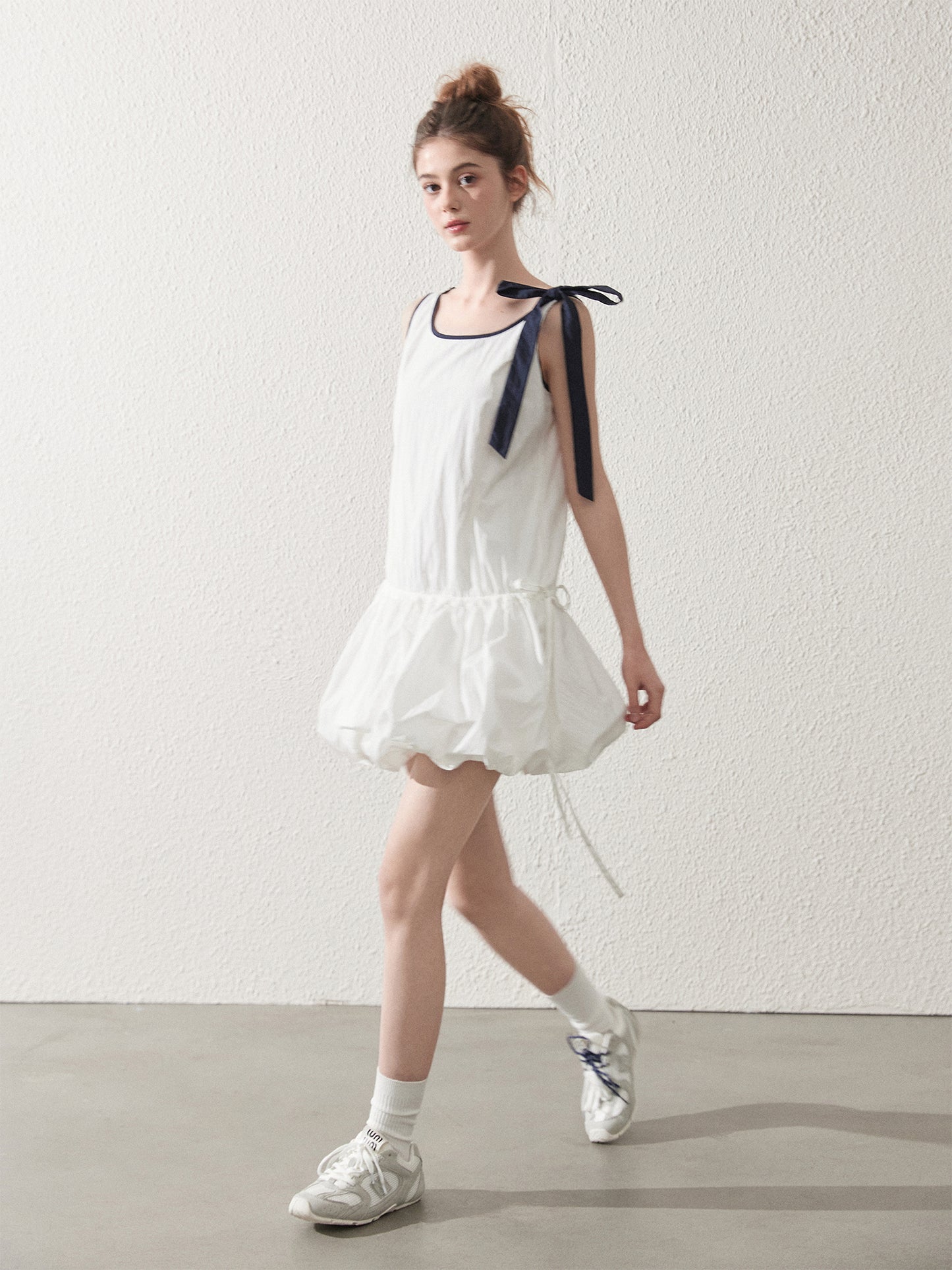 Textured Bubble Dress With Tie Strap