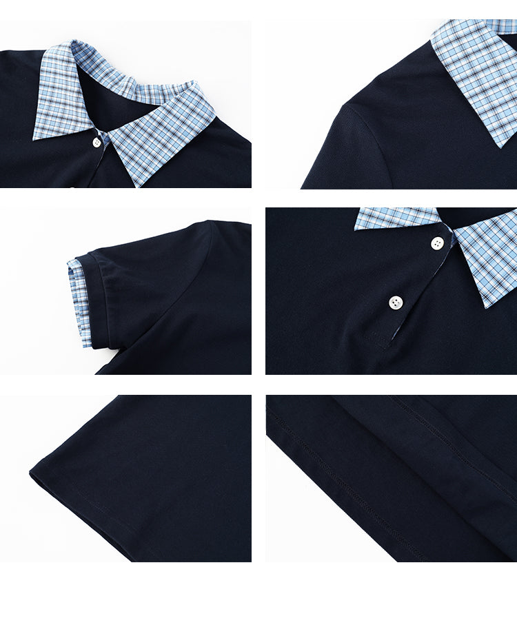 Plaid Accent Layered-Look Polo Shirt