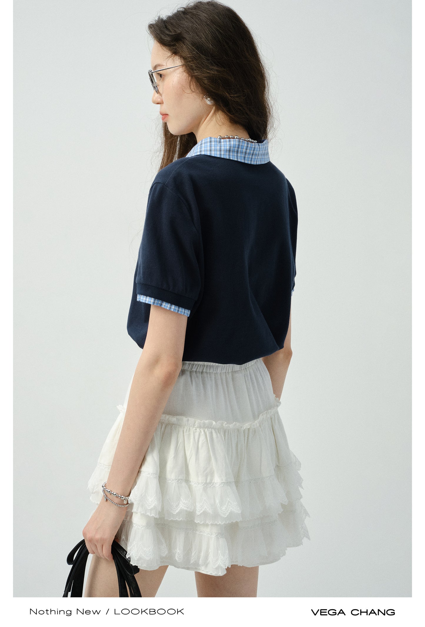 Plaid Accent Layered-Look Polo Shirt