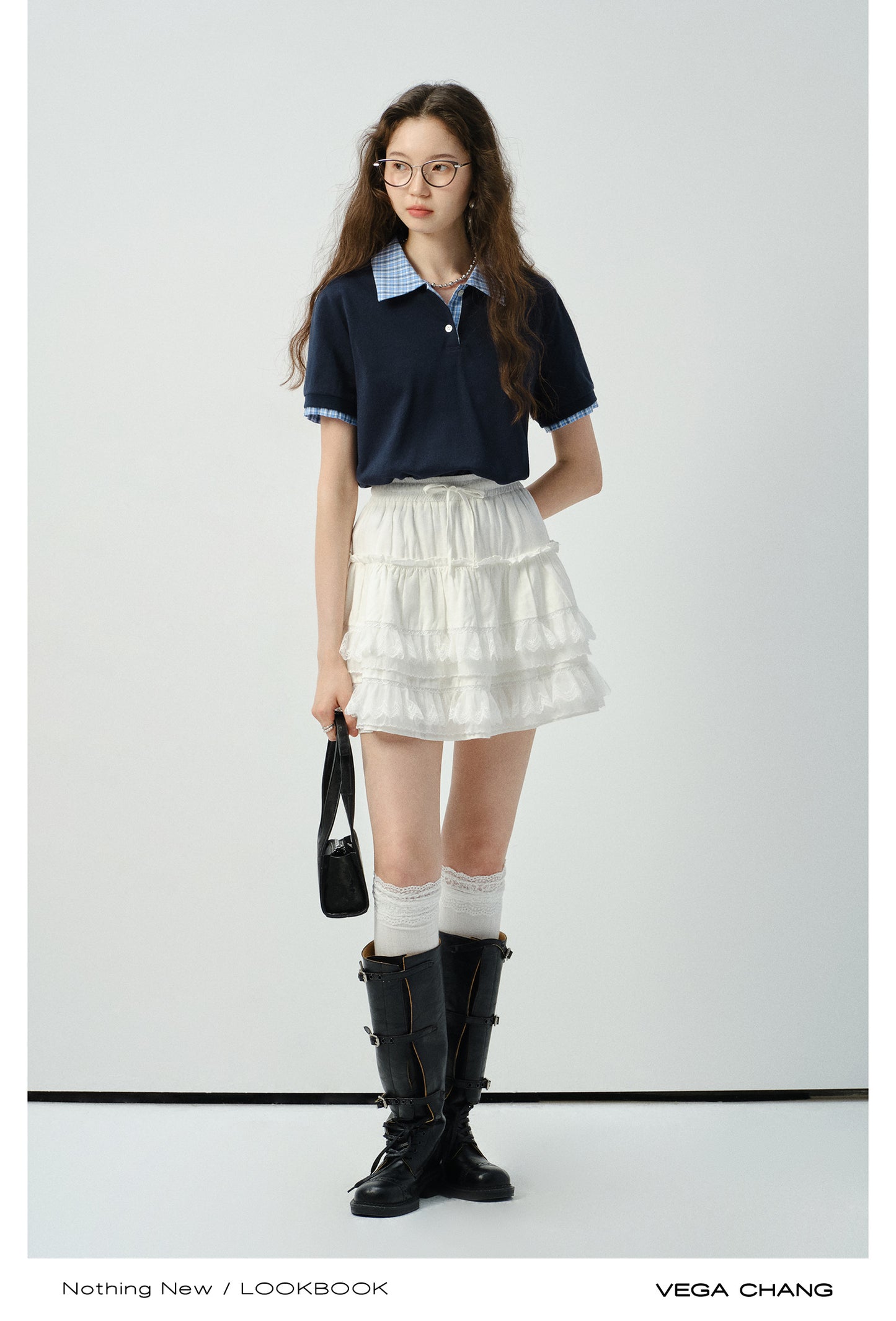 Plaid Accent Layered-Look Polo Shirt