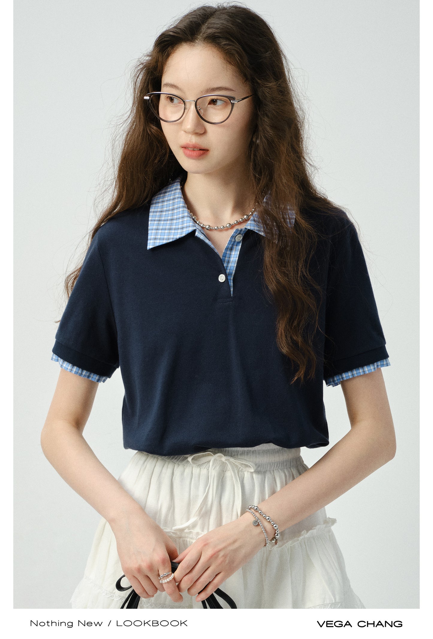 Plaid Accent Layered-Look Polo Shirt