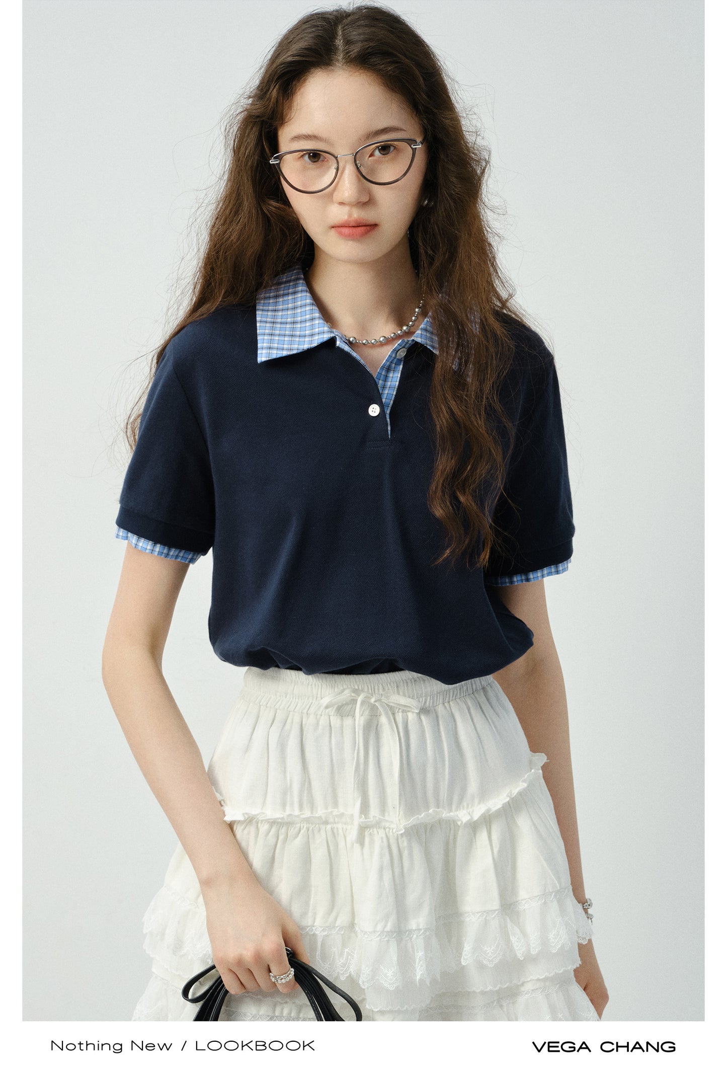 Plaid Accent Layered-Look Polo Shirt