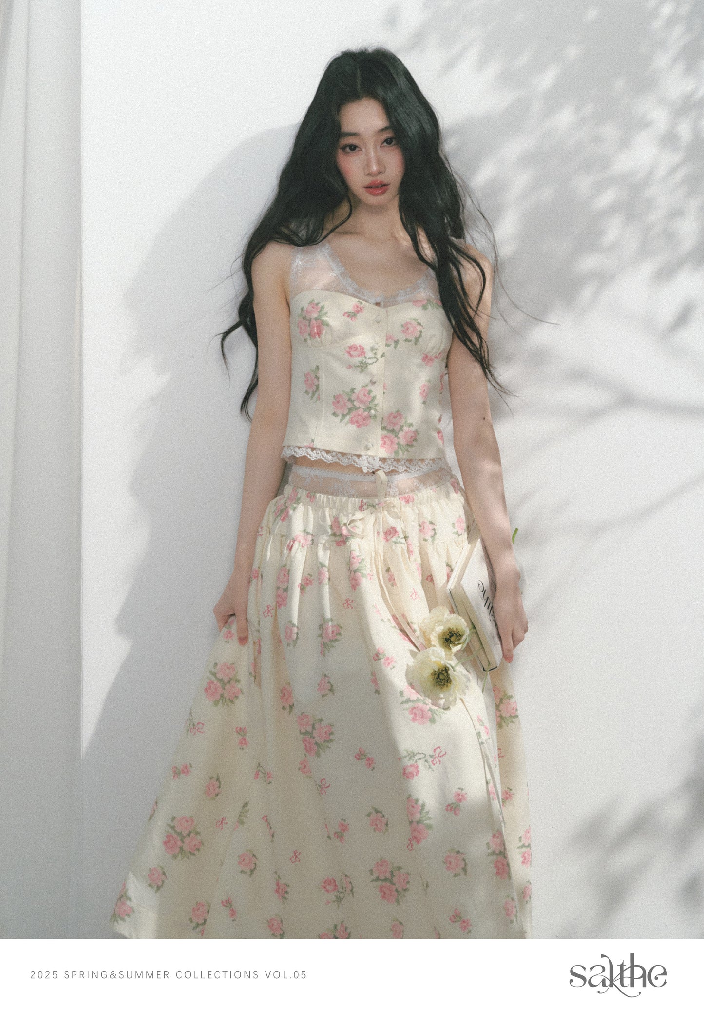 Floral Lace-Accent Sleeveless Top & Skirt