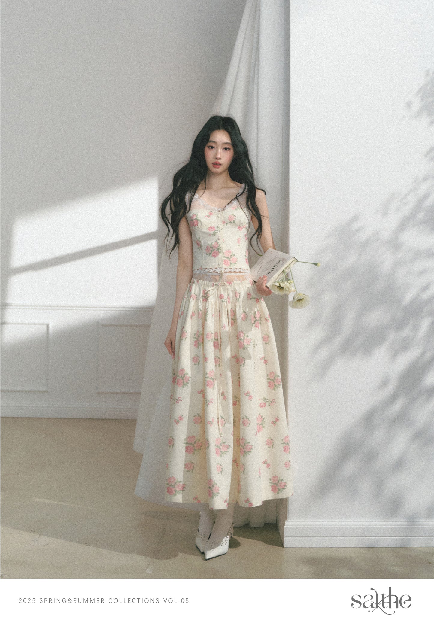 Floral Lace-Accent Sleeveless Top & Skirt