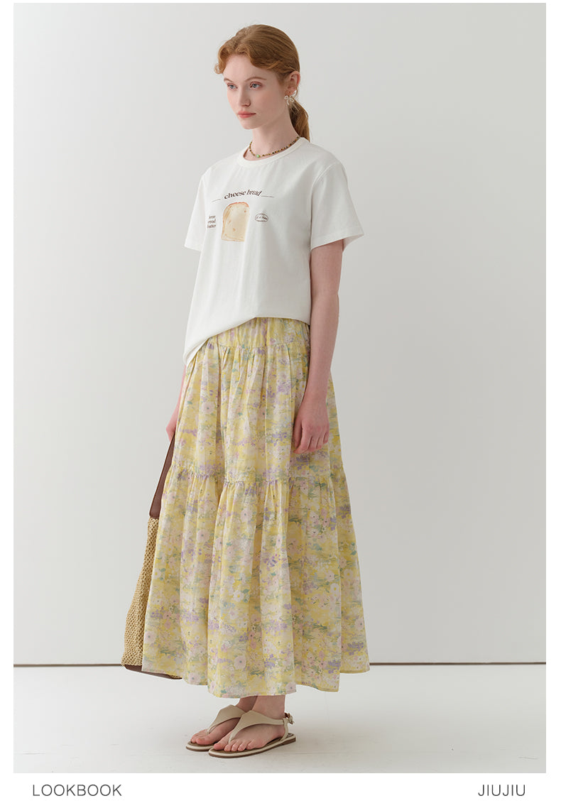 Cheese Bread Print Cotton T-Shirt