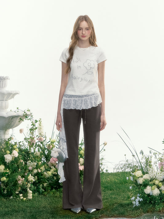 Sheer Lace Peplum Tank With Ruffle Detail