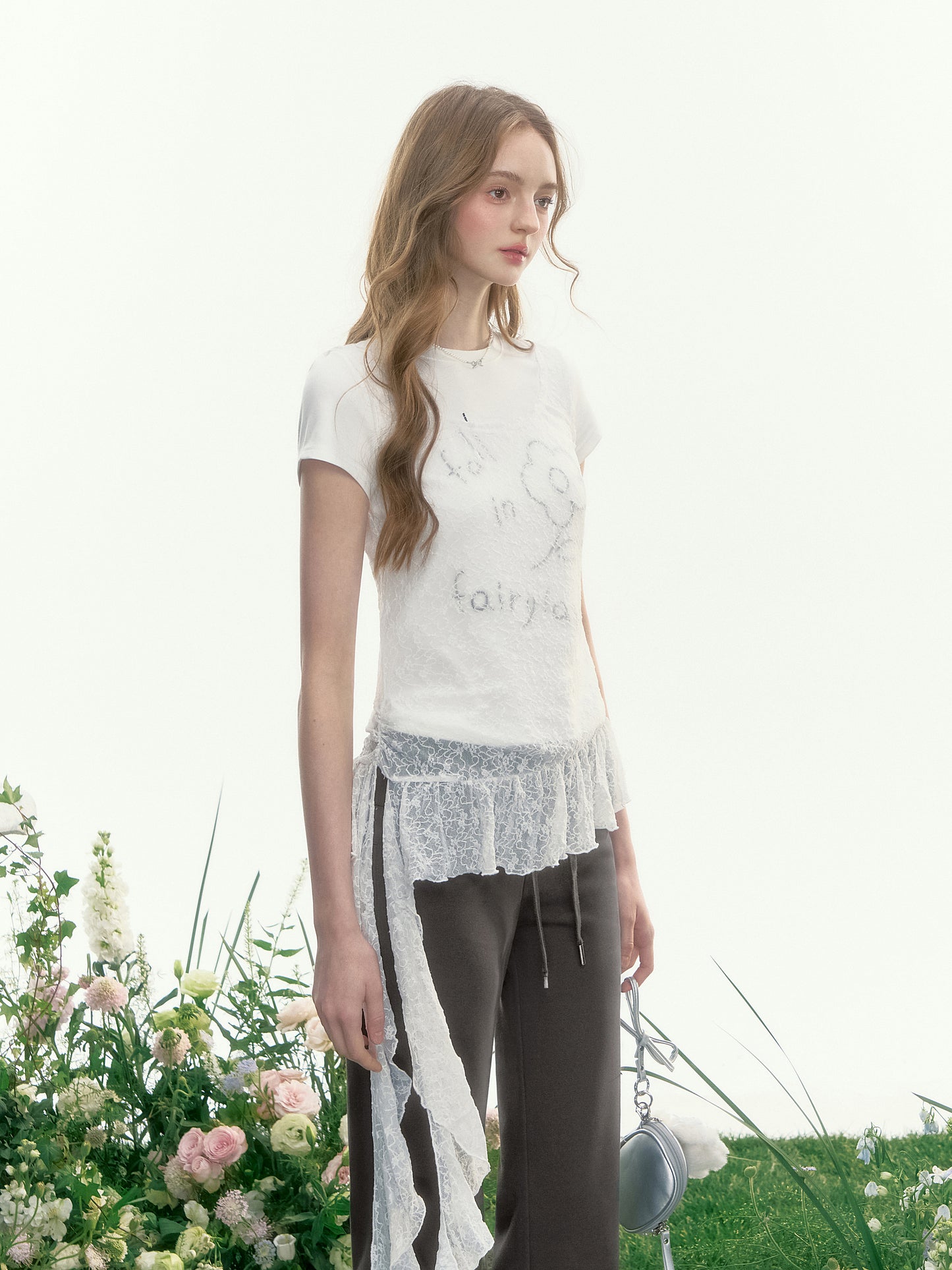 Sheer Lace Peplum Tank With Ruffle Detail