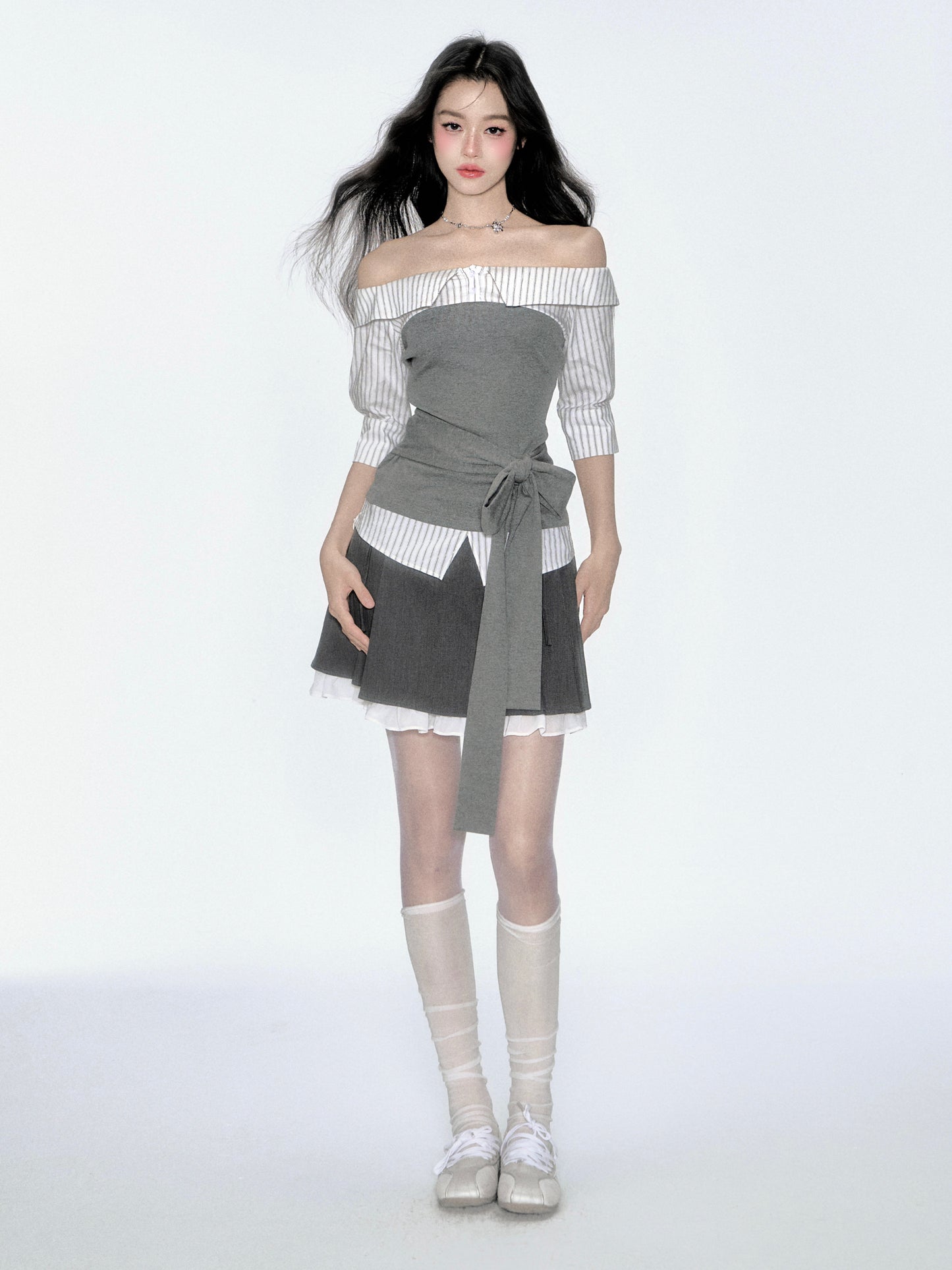 Layered Tube Top Off-Shoulder Shirt