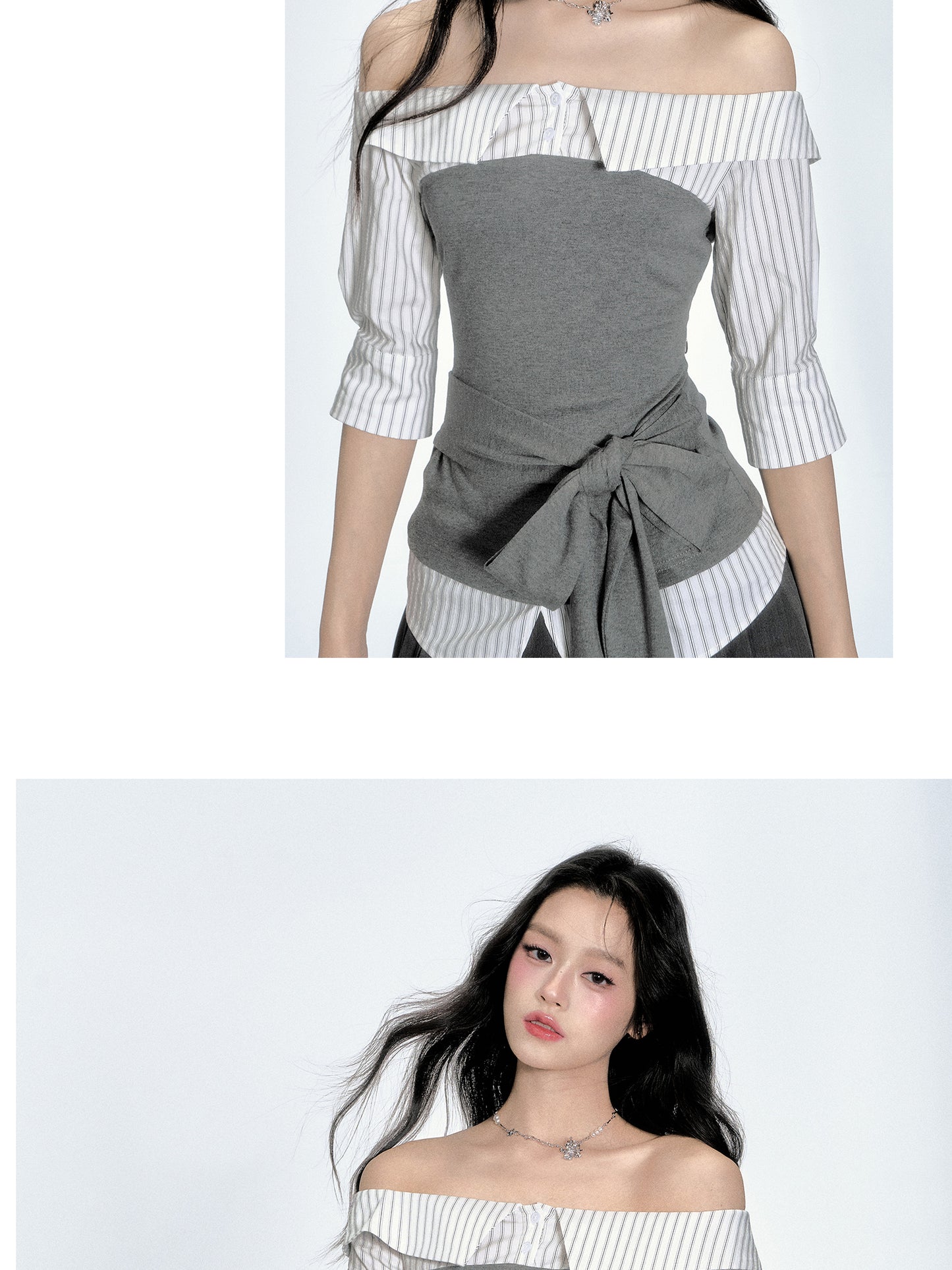 Layered Tube Top Off-Shoulder Shirt