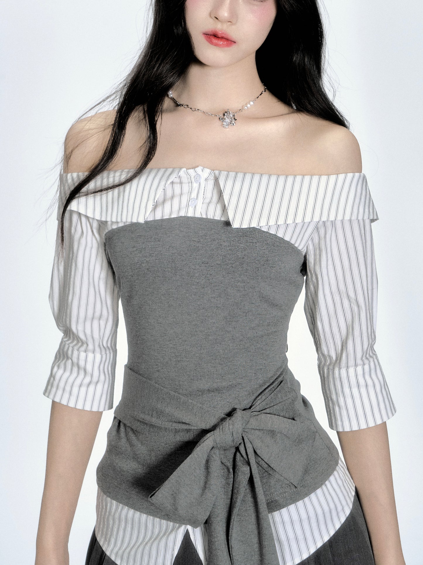 Layered Tube Top Off-Shoulder Shirt