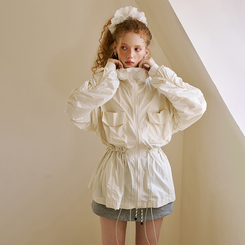 Lightweight Hooded Jacket With Visor Detail