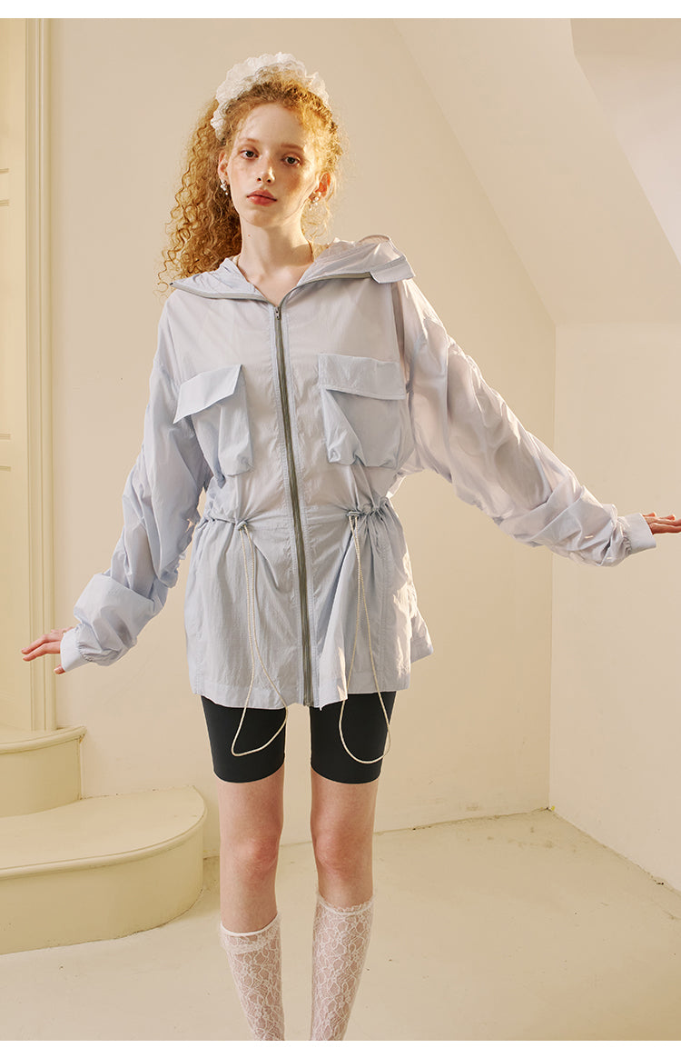 Lightweight Hooded Jacket With Visor Detail