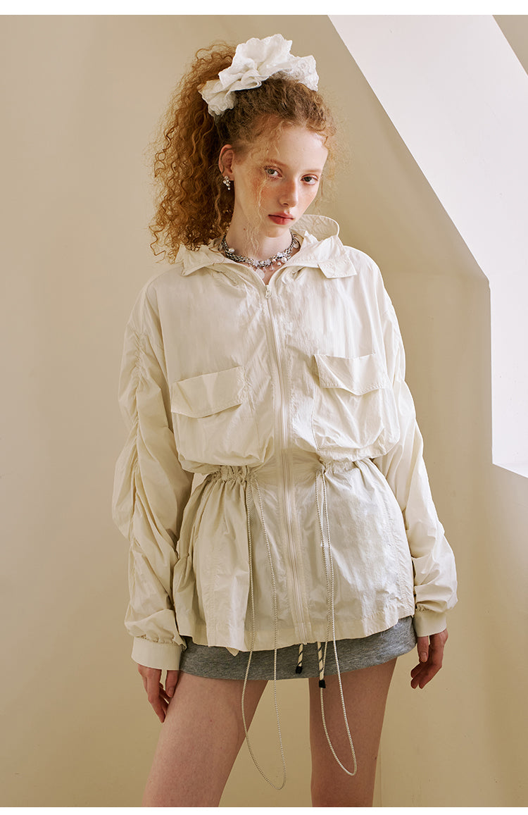 Lightweight Hooded Jacket With Visor Detail