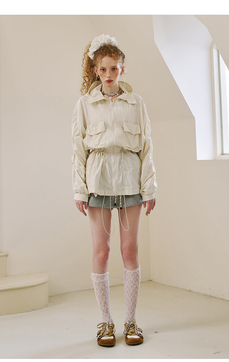 Lightweight Hooded Jacket With Visor Detail