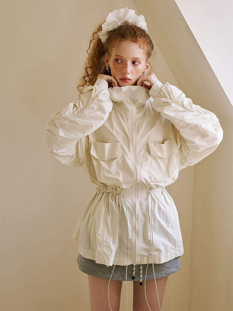 Lightweight Hooded Jacket With Visor Detail