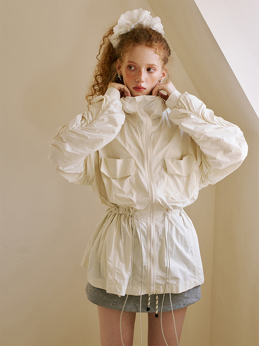 Lightweight Hooded Jacket With Visor Detail