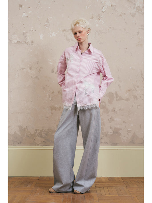 Wide-Leg Sweatpants With Adjustable Striped Waistband