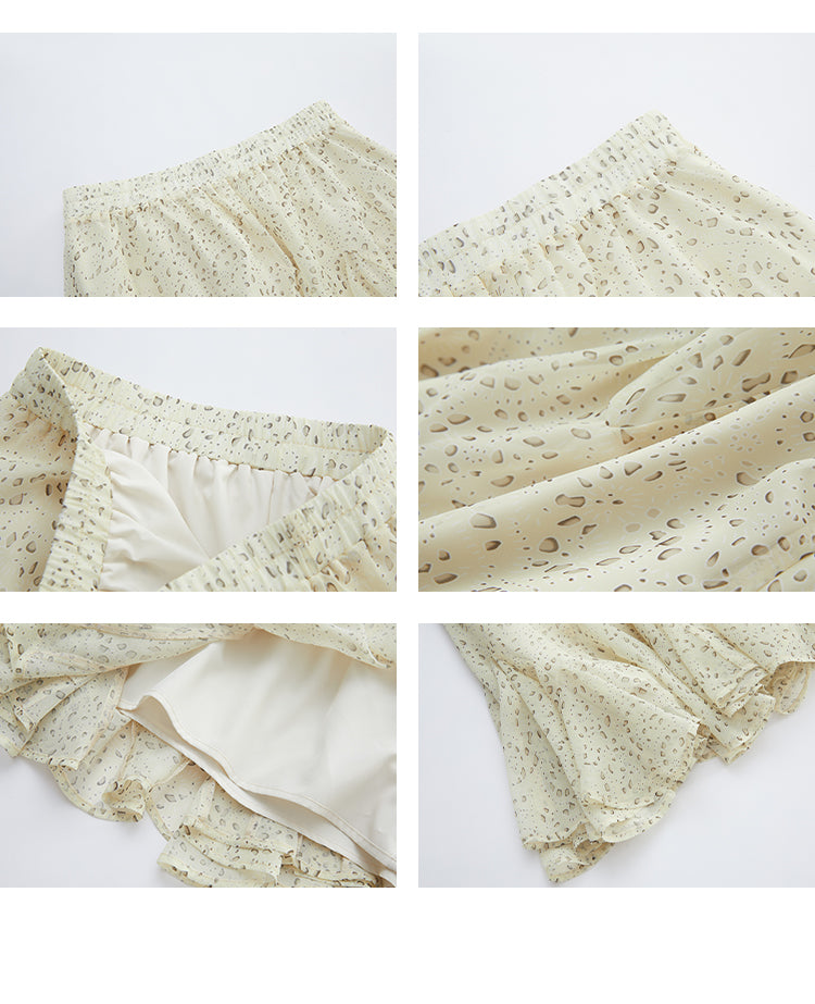 Printed Flutter Skirt With Elastic Waist