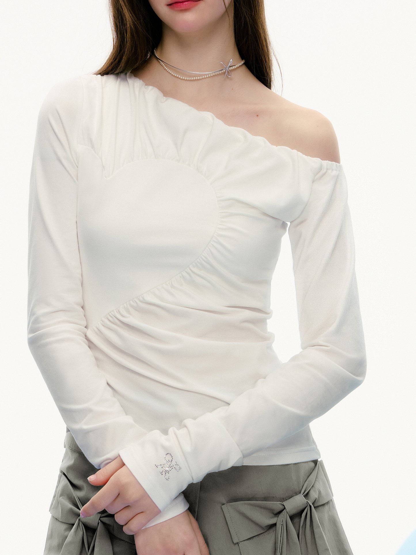 Asymmetrical One-Shoulder Ruched Top