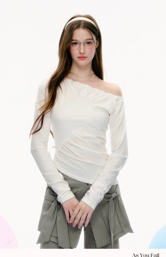 Asymmetrical One-Shoulder Ruched Top
