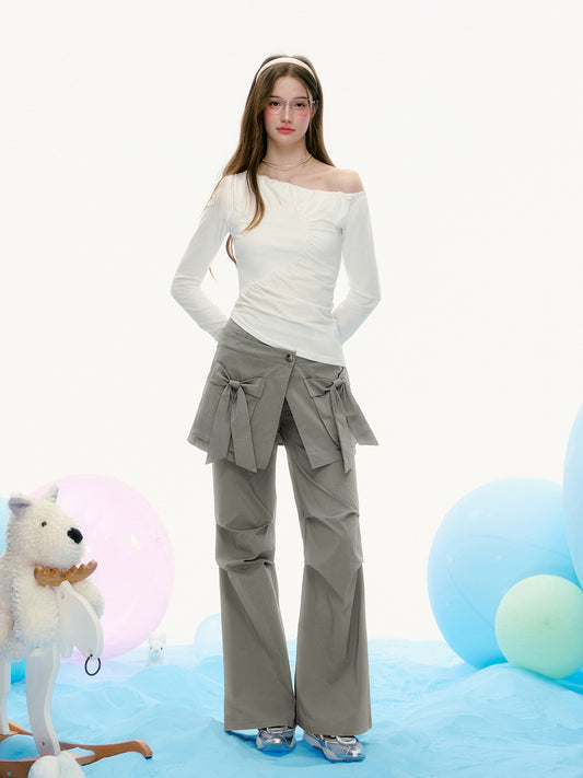 Asymmetrical One-Shoulder Ruched Top